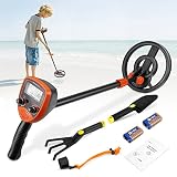Metalldetektor Kinder Wasserdicht, Metalldetektor Kinder Set Hochempfindliche, 10-100 cm, All Metal und DISC-Modus mit Pinpointer 6,8-Zoll-Suchspule, Outdoor für Schatzsuche, Geschenk für Kinder