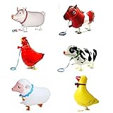 6 Piece Walking Animal Balloons Pet balloons, Animal Balloons Farm Animal Balloon for Animal Theme Birthday Party Decorations