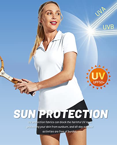 MIER Women's Golf Polo Shirts Collared V Neck Short Sleeve Tennis Shirt, Dry Fit, Moisture Wicking2