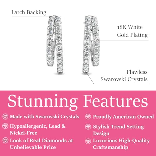 Cate & Chloe Corina 18k White Gold 20mm Silver Hoop Earrings with Simulated Diamond Crystals, Hypoallergenic Jewelry for Women, Gift for Her2