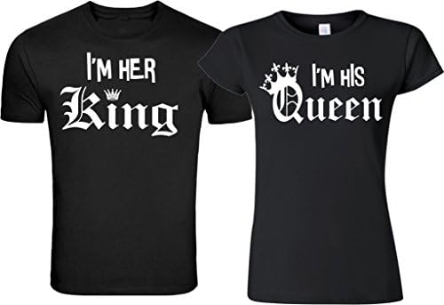 I'M Her King I'm His Queen design Valentine's Couple Matching Shirts Queen Unisex Black 3XL