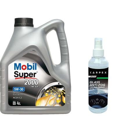 Mobil Super 2000 XE C2 5W30 Motor Yağı 4 L + 22250 Carpex Cam Buğu Önleyici