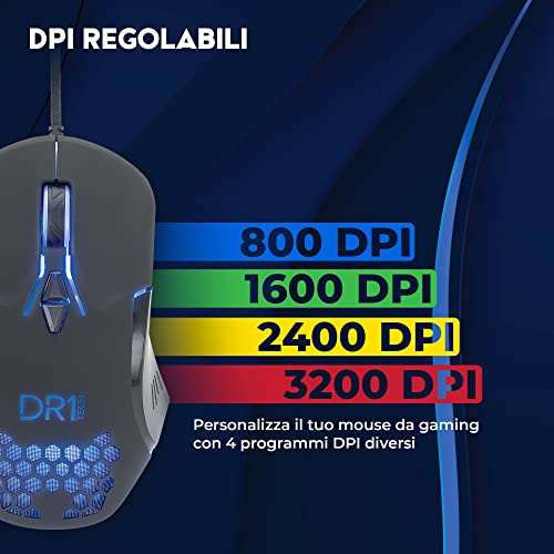[Amazon Exclusive Guardian Mouse da Gaming con Filo in Tessuto Resistente - 7 Tasti fino a 3200 DPI - Design Leggero e Resistente - Mouse Ergonomico da Gioco per PC/PS4/XBOX - Mouse gaming - Immagine 6