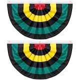 SmoothNovelty 2Pcs 1.5 x 3 ft Juneteenth Bunting Fan Flags, African American Pleated Half Fan Banner Decoration for June 19th Freedom Memorial Day Indoor Outdoor Patio Party, Polyester Fabric