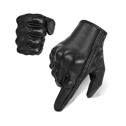 Full Finger Goat Skin Leather Touch Screen Motorcycle Gloves Men S,M,L,XL,XXL (Non-Perforated, L)