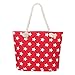 Premium Large Star Patterned Canvas Tote Shoulder Bag Handbag, Red