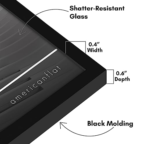 Americanflat 9x9 Picture Frame with Shatter-Resistant Glass - Streamline Collection - Thin Border Square Frame for Tabletop and Wall Display - Hanging Hardware and Easel Stand Included - Black