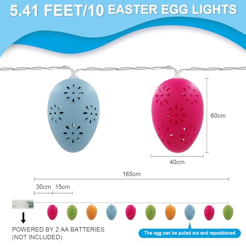 AGOTD Lichterkette Ostern, 10 LED Ostereier Lichterkette mit Timer Batteriebetrieb Osterdeko Tischdeko