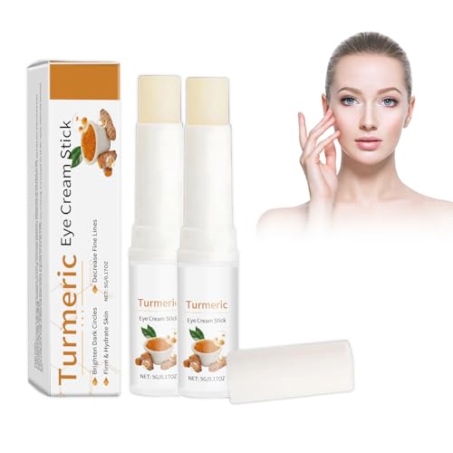Dyceittdia 2pcs Crema de ojos en barra, Crema para ojos en barra de cúrcuma, Crema contorno de ojos cúrcuma retinol, Tratamiento Delicado Contorno de Ojos, 2pcs*5g, eye cream1