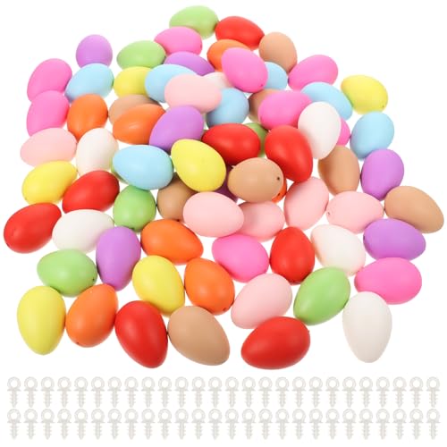 VICASKY 100 Faux Œufs de Pâques à Décorer 6 Cm Lot de 100 Pièces Multicolores en Plastique Sûr Jouets Œufs pour Garçon et Filles DIY pour Activités...