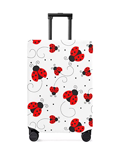 Travel Luggage Cover, Red Ladybug Curve Dotted Spandex Elastic Suitcase Cover Protector, Washable Scratch-Resistant Suitcase Cover Fits 18-32 Inch Luggage #TOP26