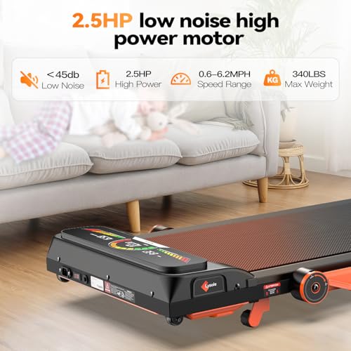 Image of Lysole Walking Pad Treadmill with Incline and Handle Bar,Treadmills for Home and Office,265 Lb Capacity,4 in 1 Portable Under Desk Treadmill with Control,Large LED Display