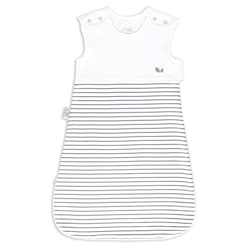 Saco de dormir para bebé, 2,5 tog, 6-18 meses, color blanco y gris, unisex para niñas y niños, doble cremallera y algodón orgánico suave y transpirable