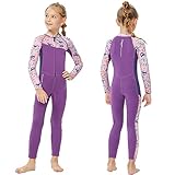 Kinder-Neoprenanzug, voller Neoprenanzug, 3 mm Neopren, Langarm, Rückenreißverschluss, einteiliger Badeanzug für Mädchen, Kleinkinder,warm halten, Sonnenschutz zum Schwimmen,Tauchen,Surfen
