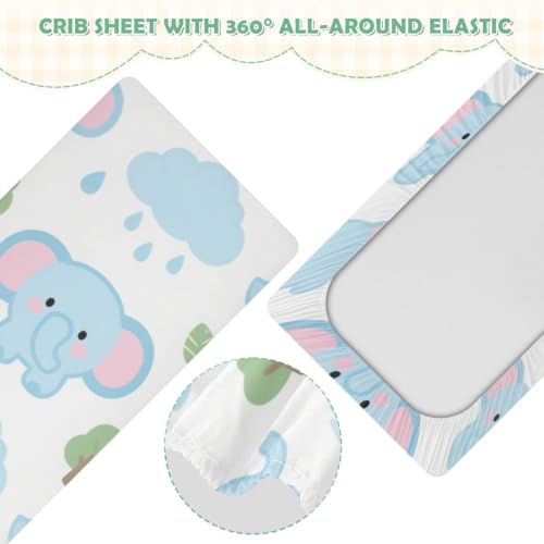 Drap-housse imperméable motif éléphants bleus sommeil bébé doux