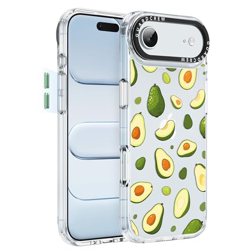 GuardCrew iPhone Air�P�[�X�A[�ϏՌ�11�t�B�[�g�R�p�O���[�h�̗����ی�] [���ϖh�~&������h�~] �X���� �N���A �ϏՌ� TPU �o���p�[ �g�ѓd�b�J�o�[ iPhone 17 Air-Avocado�p