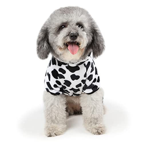Disfraz para perro en coral cálido con diseño de vaca miniatura 3