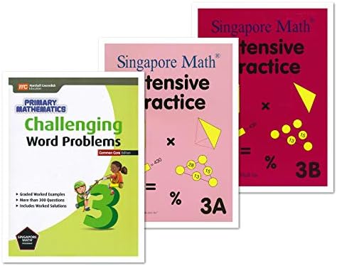Singapore Math 3 Books Set for Grade 3 - Singapore Math Intensive Practice 3A & 3B, Challenging Word Problems Grade 3