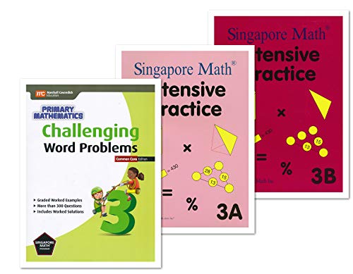Singapore Math 3 Books Set for Grade 3 - Singapore Math Intensive Practice 3A & 3B, Challenging Word Problems Grade 3
