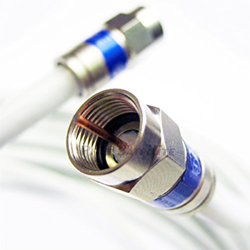 50ft White Outdoor & in Wall Quad Shield RG6 Cable 18AWG 3Ghz 75 Ohm DirecTV Satellite Approve Weather Seal All Brass CONNECTORS UL ETL CL2 Cut to Order Assembled in USA by PHAT SATELLITE INTL