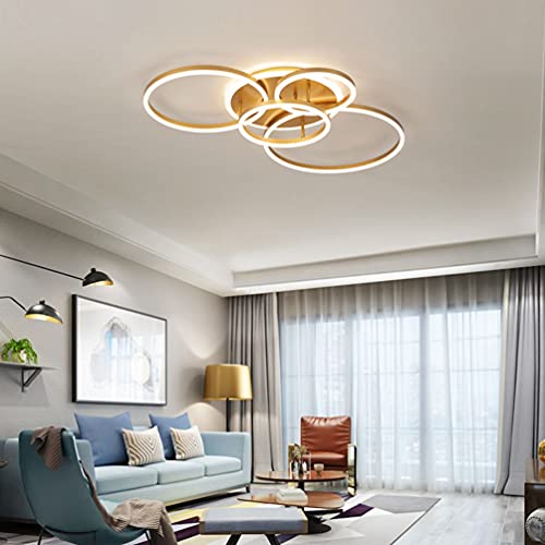 Plafonnier LED moderne marron dimmable de 36W avec télécommande pour salon