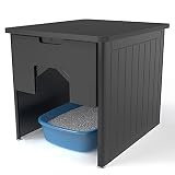 Palram Pets CATSHIRE Cat Litter Box Enclosure Furniture, Cat Box Furniture Hidden, Pet House Side Ta