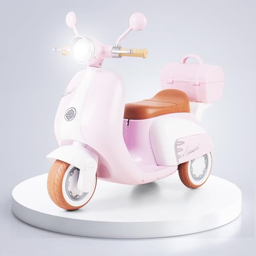 Image of Little Rides Lambretta Scooter | Rechargeable Battery Operated Ride-On Bike for Kids | Ages 2 to 5 Years | Premium Ride-On Toy Bike for Toddlers - Children - (Pink)