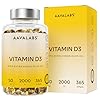 Vitamina D3 2000 UI [Fornitura di 1 Anno] - Integratore Vitamina D 2000 UI con Olio EVO per assorbimento ottimale - Non OGM - Contribuisce alla funzione ossea, muscolare e immunitaria - 365 Capsule