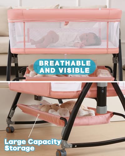 image for wayfong Bedside Bassinet for Baby, 3 in 1 Breathable Mesh Baby Bassine