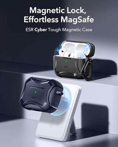 Image of ESR for AirPods Pro 3 Case (2025), Compatible with Airpods Pro 3rd Generation (USB-C Cable), Magnetic Lid, MagSafe Ready, Powerful Drop Protection, Cyber Series, Navy Blue