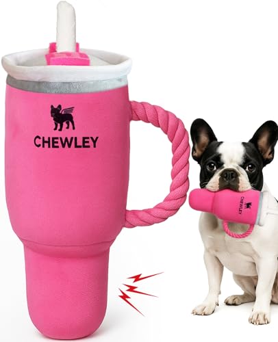 Swooflia Funny Plush Rope Dog Toy Squeaky - Cup Interactive Stuffed Dog Toy for Puppies Medium Small Breed Dogs to Keep Them Busy Cute Birthday Squeaky Plush Gift