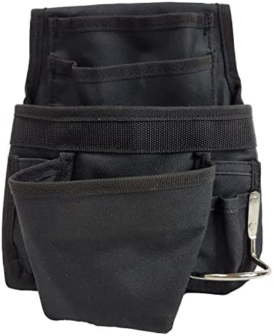 W&M Tools 6 Pocket Polyester Tool Belt Pouch Attachment for Storing Tools in Black