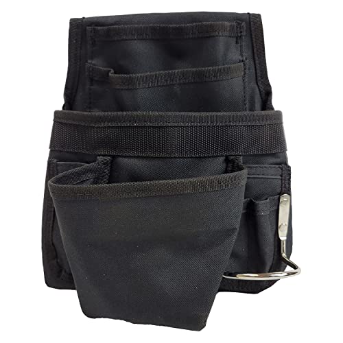 W&M Tools 6 Pocket Polyester Tool Belt Pouch Attachment For Storing Tools In Black #TOP2