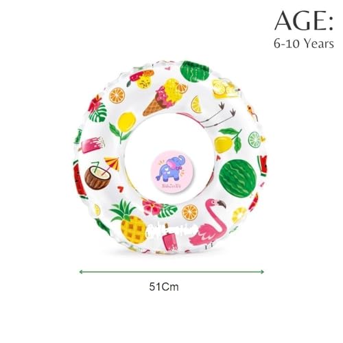Image of Lively Print 51Cm Inflatable Swimming Rings for Kids & Adults | Blow Up Pool Swim Tube for Swimmers | Round Comfortable Summer Fun Floater for Pool Party, Lake, Beach (Pack of 3)