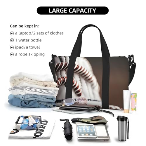 Baseball Lace Close Up Print Hand Travel Bag,Gym Bag,Weekend Travel Overnight Bag,Tote Bag Sports Bag For Women Men4