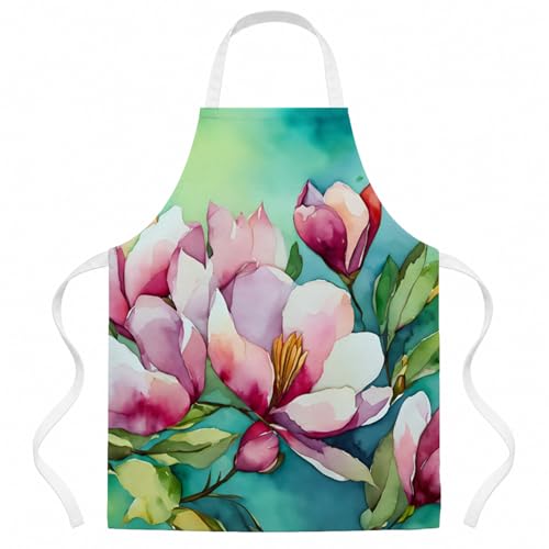 Caroline's Treasures Louisiana Magnolias in Watercolor Apron Cooking Kitchen Server Baking Crafts Gardening for Adult Women Men, Unisex, Large, Multicolor