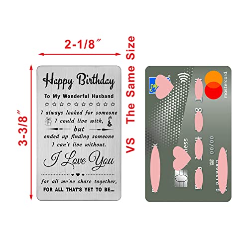 DEGASKEN Husband Birthday Card, Men Gifts for Birthday Husband Unique, Personalized Steel Engraved Wallet Card - Thumbnail 2