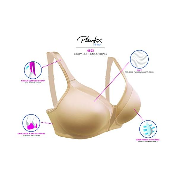 Playtex womens 18 Hour Silky Soft Smoothing Wireless Us4803, Available in Single and 2-pack Bras, Private Jet, 38DDD US