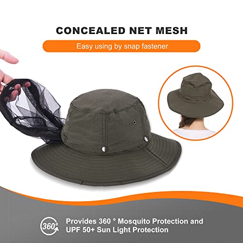 Image of Mosquito Head Net Hat - Bug Cap UPF 50+ Sun Protection with Hidden Netting for Beekeeping Hiking Women