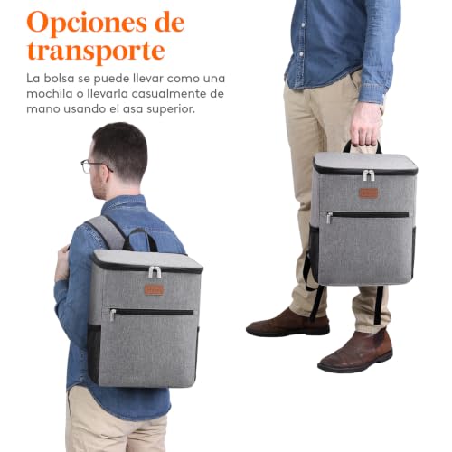 Miniatura 7 de Lifewit Mochila Isotérmica Flexible De 21 Litros 30 Latas Con Forro Rígido, Amplia Mochila Nevera Para Almuerzo Picnic Bolsa Térmica Para Camping Barbacoa Actividades Al Aire Libre Gris