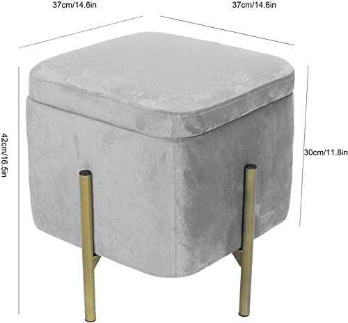 Tabouret en flanelle haut de gamme et structure métal doré - 3