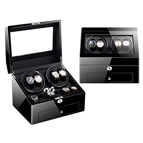 JIIPOREGJ Watch Winder Household Automatic Mute Motor Fashion 4+6 Table Shaker Storage Box Gift Mechanical Winding Watch Box Black Gift