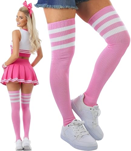 Image of ToBeInStyle Women's Over The Knee Thick Long Socks Thigh High w / 3 Contrast Stripe