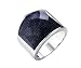 HIJONES Men's Stainless Steel 19mm Blue Sky Diamond Cut Gemstone Ring Size 10