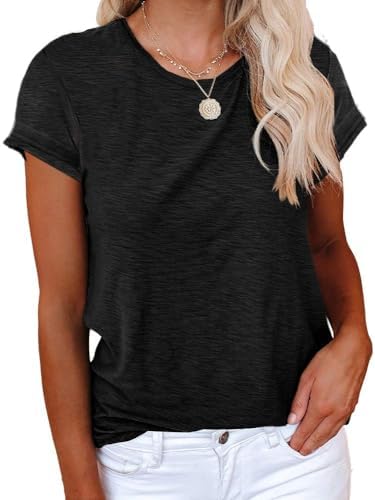 Cicy Bell Damen T Shirt Rundhals Oberteil Sommer Top | Einfarbig,Casua,Kurzarm,Loose Fit,Basic,Oberteile,Baumwolle,Locker,Lässig