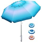 AMMSUN 6.5 ft Beach Umbrella with Sand Anchor, Portable Beach Umbrella for Sand Heavy Duty Wind, UV 50+ Sun Protection Umbrella for Beach Patio Garden Outdoor, Carry Bag (Blue)