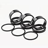 9-teiliges Fahrrad-Steuersatz-Spacer-Set,1 1/8 Zoll,3 Größen,aus Aluminiumlegierung (3x10 mm + 3x5 mm + 3x2 mm) für MTB,BMX und Rennräder mit gewindeloser Gabel,Lenkervorbau-Unterlegscheiben–Schwarz