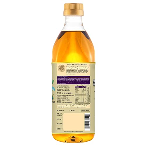 Image of House of Veda Organic Cold Pressed Sesame Oil 1L | Pure Til Ka Tel | Rich in Vitamin E & Natural Antioxidants | Rich, Nutty Flavour | Healthy Heart Cooking Oil | Certified Organic | For Cooking, Skin & Hair