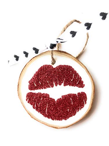 Bleacher Spirit Red Lips Wood Keepsake Gift Handmade Rustic Hanging Sign Small Romantic Decor Flirty Love Gift for Her Mini Decor 2 Inch