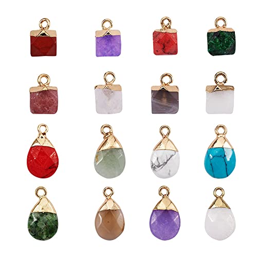 Lot de 16 pendentifs en pierre naturelle facettée pour création de bijoux